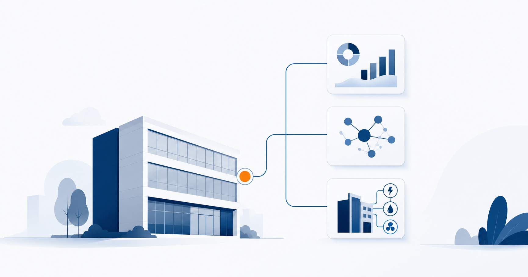 Illustration af Digital Forlomme som digital partner for ejendomsbranchen med data, AI og proptech